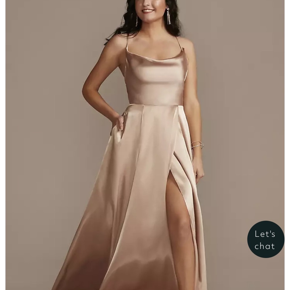 Galina Signature Charmeuse Cowl Neck Dress With Lace Up Back